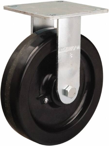 Hamilton - 8" Diam x 2" Wide x 9-1/2" OAH Top Plate Mount Rigid Caster - Phenolic, 900 Lb Capacity, Straight Roller Bearing, 5 x 5-1/2" Plate - Exact Tooling