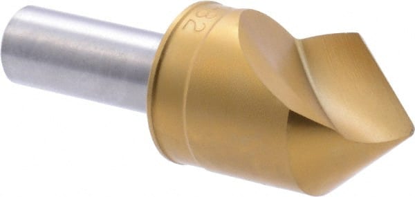 M.A. Ford - 1" Head Diam, 1/2" Shank Diam, 1 Flute 82° High Speed Steel Countersink - TiN Finish, 2-3/4" OAL - Exact Tooling