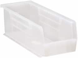 Quantum Storage - 50 Lb. Load Capacity, 14-3/4" Deep, Clear Polypropylene Hopper Stacking Bin - 5" High x 5-1/2" Wide x 14-3/4" Long - Exact Tooling