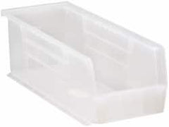 Quantum Storage - 50 Lb. Load Capacity, 14-3/4" Deep, Clear Polypropylene Hopper Stacking Bin - 5" High x 5-1/2" Wide x 14-3/4" Long - Exact Tooling