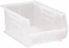 Quantum Storage - 60 Lb. Load Capacity, 13-5/8" Deep, Clear Polypropylene Hopper Stacking Bin - 6" High x 8-1/4" Wide x 13-5/8" Long - Exact Tooling