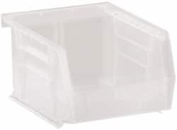 Quantum Storage - 10 Lb. Load Capacity, 5-3/8" Deep, Clear Polypropylene Hopper Stacking Bin - 3" High x 4-1/8" Wide x 5-3/8" Long - Exact Tooling