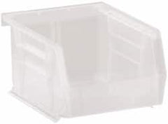 Quantum Storage - 10 Lb. Load Capacity, 5-3/8" Deep, Clear Polypropylene Hopper Stacking Bin - 3" High x 4-1/8" Wide x 5-3/8" Long - Exact Tooling