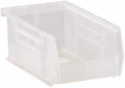 Quantum Storage - 10 Lb. Load Capacity, 7-3/8" Deep, Clear Polypropylene Hopper Stacking Bin - 3" High x 4-1/8" Wide x 7-3/8" Long - Exact Tooling