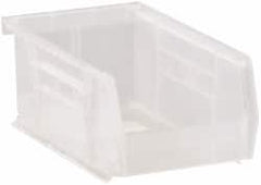 Quantum Storage - 10 Lb. Load Capacity, 7-3/8" Deep, Clear Polypropylene Hopper Stacking Bin - 3" High x 4-1/8" Wide x 7-3/8" Long - Exact Tooling
