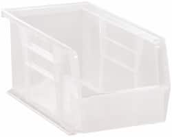 Quantum Storage - 30 Lb. Load Capacity, 10-7/8" Deep, Clear Polypropylene Hopper Stacking Bin - 5" High x 5-1/2" Wide x 10-7/8" Long - Exact Tooling