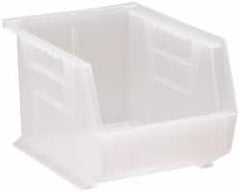 Quantum Storage - 50 Lb. Load Capacity, 10-3/4" Deep, Clear Polypropylene Hopper Stacking Bin - 7" High x 8-1/4" Wide x 10-3/4" Long - Exact Tooling