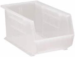 Quantum Storage - 60 Lb. Load Capacity, 14-3/4" Deep, Clear Polypropylene Hopper Stacking Bin - 7" High x 8-1/4" Wide x 14-3/4" Long - Exact Tooling