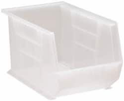 Quantum Storage - 60 Lb. Load Capacity, 13-5/8" Deep, Clear Polypropylene Hopper Stacking Bin - 8" High x 8-1/4" Wide x 13-5/8" Long - Exact Tooling