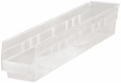 Quantum Storage - 50 Lb. Load Capacity, 23-5/8" Deep, Clear Polypropylene Hopper Shelf Bin - 4" High x 4-1/8" Wide x 23-5/8" Long - Exact Tooling