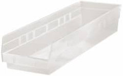Quantum Storage - 50 Lb. Load Capacity, 23-5/8" Deep, Clear Polypropylene Hopper Shelf Bin - 4" High x 6-5/8" Wide x 23-5/8" Long - Exact Tooling