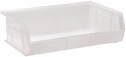 Quantum Storage - 60 Lb. Load Capacity, 10-7/8" Deep, Clear Polypropylene Hopper Stacking Bin - 5" High x 16-1/2" Wide x 10-7/8" Long - Exact Tooling