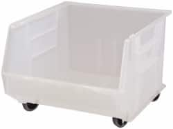 Quantum Storage - 100 Lb. Load Capacity, 18" Deep, Clear Polypropylene Hopper Stacking Bin - 11" High x 16-1/2" Wide x 18" Long - Exact Tooling