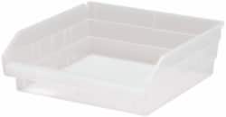 Quantum Storage - 30 Lb. Load Capacity, 11-5/8" Deep, Clear Polypropylene Hopper Shelf Bin - 4" High x 11-1/8" Wide x 11-5/8" Long - Exact Tooling
