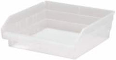 Quantum Storage - 30 Lb. Load Capacity, 11-5/8" Deep, Clear Polypropylene Hopper Shelf Bin - 4" High x 11-1/8" Wide x 11-5/8" Long - Exact Tooling