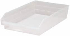 Quantum Storage - 40 Lb. Load Capacity, 17-7/8" Deep, Clear Polypropylene Hopper Shelf Bin - 4" High x 11-1/8" Wide x 17-7/8" Long - Exact Tooling