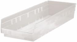 Quantum Storage - 50 Lb. Load Capacity, 23-5/8" Deep, Clear Polypropylene Hopper Shelf Bin - 4" High x 8-3/8" Wide x 23-5/8" Long - Exact Tooling