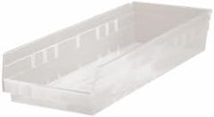 Quantum Storage - 50 Lb. Load Capacity, 23-5/8" Deep, Clear Polypropylene Hopper Shelf Bin - 4" High x 8-3/8" Wide x 23-5/8" Long - Exact Tooling