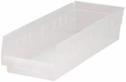Quantum Storage - 40 Lb. Load Capacity, 17-7/8" Deep, Clear Polypropylene Hopper Shelf Bin - 4" High x 6-5/8" Wide x 17-7/8" Long - Exact Tooling