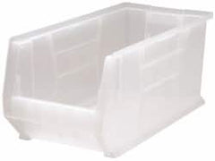 Quantum Storage - 125 Lb. Load Capacity, 23-7/8" Deep, Clear Polypropylene Hopper Stacking Bin - 10" High x 11" Wide x 23-7/8" Long - Exact Tooling