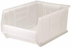 Quantum Storage - 125 Lb. Load Capacity, 23-7/8" Deep, Clear Polypropylene Hopper Stacking Bin - 11" High x 16-1/2" Wide x 23-7/8" Long - Exact Tooling