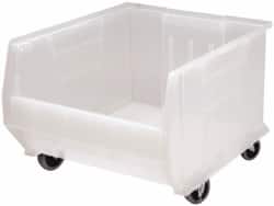 Quantum Storage - 125 Lb. Load Capacity, 23-7/8" Deep, Clear Polypropylene Hopper Stacking Bin - 12" High x 18-1/4" Wide x 23-7/8" Long - Exact Tooling