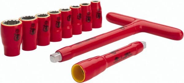 Wiha - 10 Piece 3/8" Drive Socket Set - 12 Points, 8mm to 19mm Range, Metric Measurement Standard - Exact Tooling