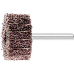 PFERD - 1-1/2" Diam x 3/4" Face Width, Aluminum Oxide Nonwoven Mounted Flap Wheel - 1/4" Shank Mount, 100 Grit, 15,000 Max RPM - Exact Tooling