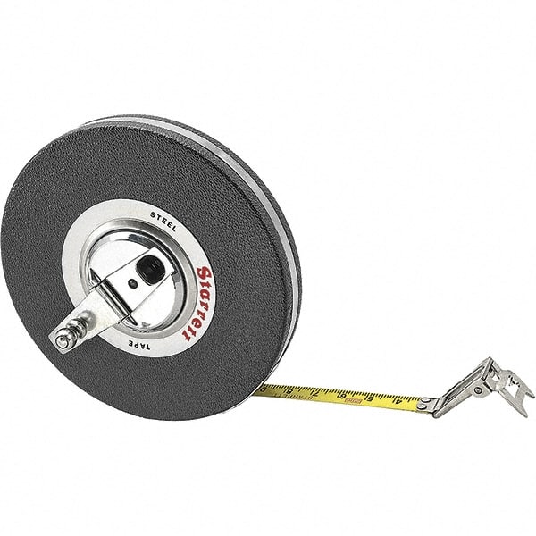 Starrett - 66' x 3/8" Yellow Blade Tape Measure - 1mm Graduation, L8 Graduation Style, Black Case - Exact Tooling