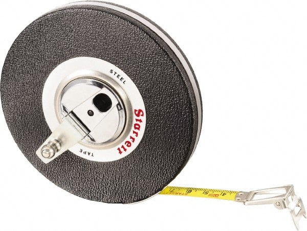 Starrett - 98' x 3/8" Yellow Blade Tape Measure - 1mm Graduation, L8 Graduation Style, Black Case - Exact Tooling