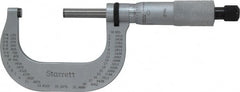 Starrett - 1 to 2" Range, 0.0001" Graduation, Mechanical Outside Micrometer - Ratchet Stop Thimble, Accurate to 0.00005" - Exact Tooling