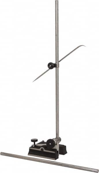 Starrett - 2 Spindle, 12 and 18 Inch Spindle Length, Surface Gage - 3-3/4 Inch Long x 3-3/8 Inch Wide Base, Hardened Steel - Exact Tooling