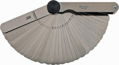 Starrett - 31 Piece, 0.0015 to 0.035" Thick, Parallel Feeler Gage Set - 3-1/32" Leaf Length, 1/2" Wide, Tempered Steel - Exact Tooling