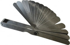 Starrett - 20 Piece, 0.05mm to 1 Thick, Parallel Feeler Gage Set - 3-1/32" Leaf Length, 1/2" Wide, Tempered Steel - Exact Tooling
