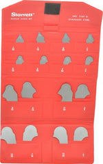 Starrett - 16 Piece, 1/32 to 1/2 Inch Radius, Stainless Steel Radius Gage Set - Satin Chrome Coated - Exact Tooling