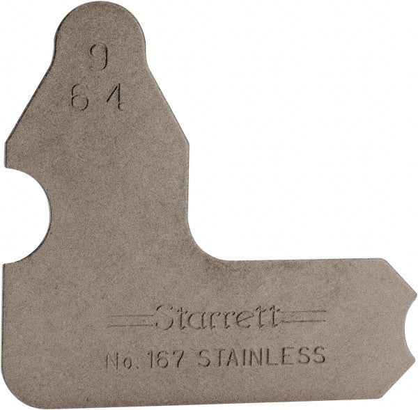 Starrett - 9/64 Inch Radius Gage - Satin Chrome Finish, Stainless Steel - Exact Tooling