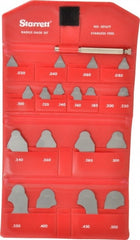 Starrett - 19 Piece, 0.35 to 1/2 Inch Radius, Stainless Steel Radius Gage Set - Satin Chrome Coated - Exact Tooling