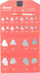 Starrett - 26 Piece, 0.01 to 1/2 Inch Radius, Stainless Steel Radius Gage Set - Satin Chrome Coated - Exact Tooling