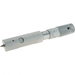 Starrett - 0.01mm Graduation, Satin Chrome Coated Stainless Steel, Mechanical Can Seam Micrometer - 5mm Throat Depth, Includes Plastic Case - Exact Tooling