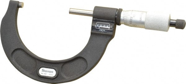Starrett - 2 to 3" Range, 0.0001" Graduation, Mechanical Outside Micrometer - Ratchet Stop Thimble, Accurate to 0.00005", Digital Counter - Exact Tooling