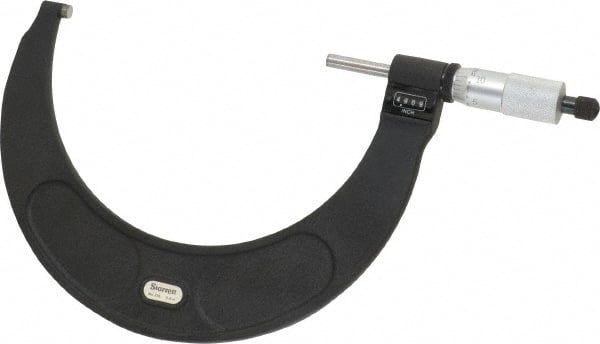 Starrett - 5 to 6" Range, 0.0001" Graduation, Mechanical Outside Micrometer - Ratchet Stop Thimble, Accurate to 0.0001", Digital Counter - Exact Tooling