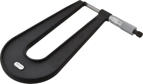 Starrett - 0 to 1" Range, 0.001" Graduation, Mechanical Outside Micrometer - Ratchet Stop Thimble, 6" Throat Depth, Accurate to 0.0001" - Exact Tooling