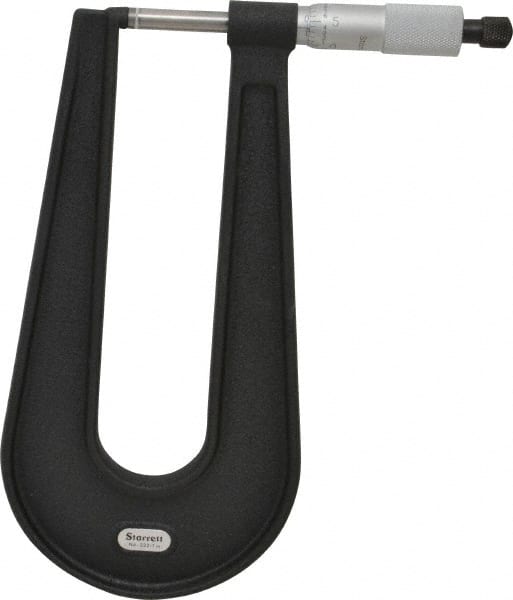 Starrett - 0 to 1" Range, 0.001" Graduation, Mechanical Outside Micrometer - Ratchet Stop Thimble, 6" Throat Depth, Accurate to 0.0001" - Exact Tooling