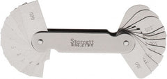 Starrett - 1 (20 Leaves) Piece, 0.02 to 0.4 Inch Radius, Radius Gage Set - Exact Tooling