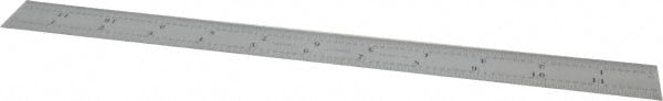 Starrett - 12" Long, 1/64, 1/50, 1/32, 1/10" Graduation, Flexible Steel Rule - 3R Graduation Style, 1" Wide, Silver, Satin Chrome Finish - Exact Tooling