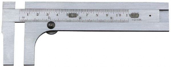 Starrett - 0 to 3-1/2" Stainless Steel Vernier Caliper - 1/32" Graduation, 1-3/8" Jaw Depth, 0.001" Accuracy, Thumb Lock - Exact Tooling