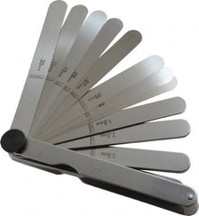 Starrett - 13 Piece, 0.04 to 5mm Parallel Feeler Gage Set - 4-1/2" Long x 1/2" Wide, Tempered Steel - Exact Tooling