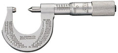 Starrett - 0 to 25mm Range, Mechanical Screw Thread Micrometer - Plain Thimble, 0.01mm Graduation, 0.0002" Accuracy - Exact Tooling