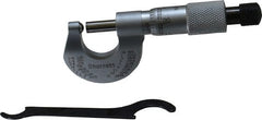 Starrett - Mechanical, 0 to 1/2 Inch Measurement, Satin Chrome Finish Carbide Face Ball Anvil Micrometer - 0.001 Inch Graduation, Ratchet Stop Thimble - Exact Tooling