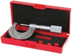 Starrett - Mechanical, 0 to 1 Inch Measurement, Satin Chrome Finish Carbide Face Ball Anvil Micrometer - 0.001 Inch Graduation - Exact Tooling